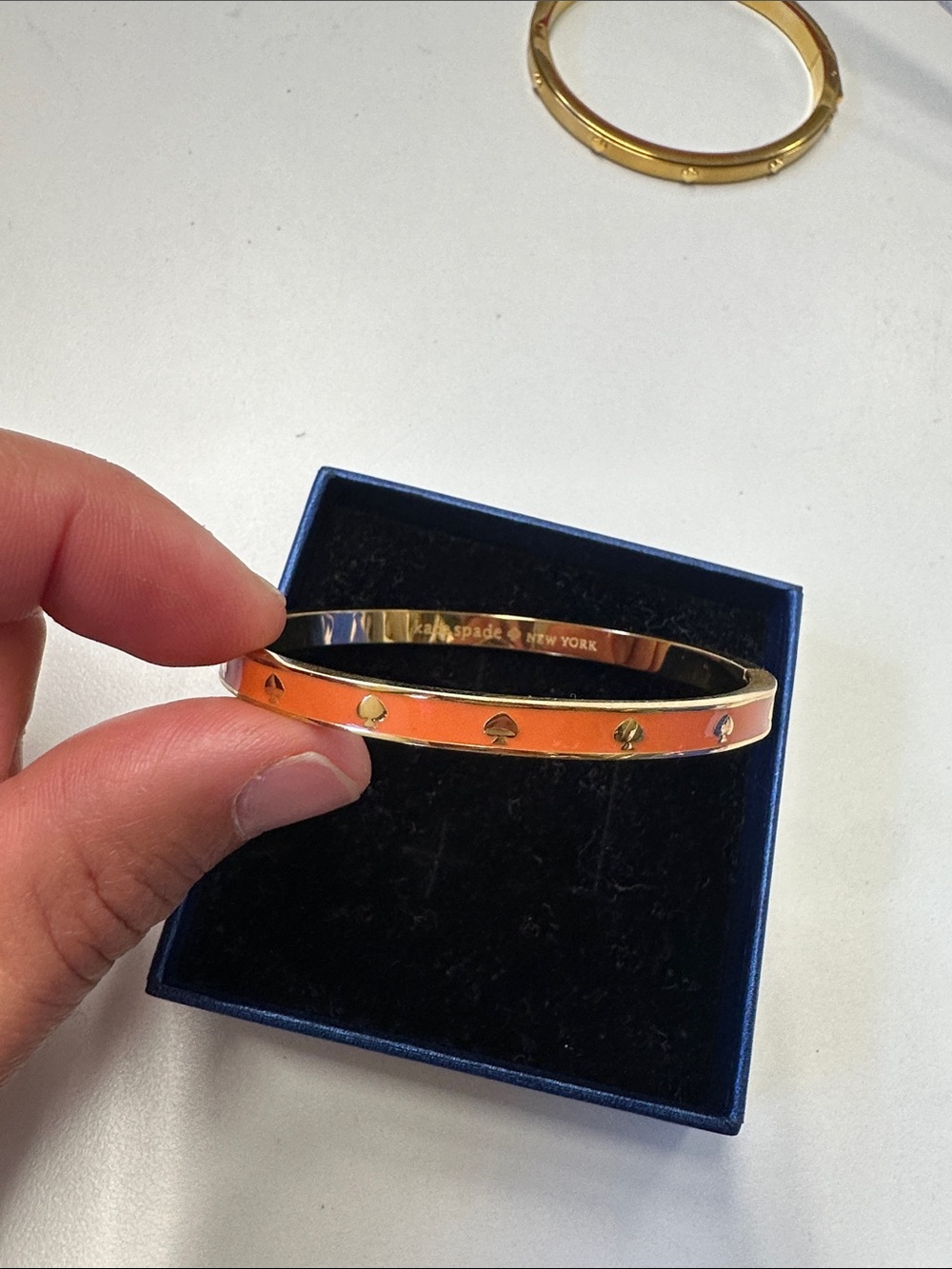 kate spade Orange Enamel Spade Stud Bangle Bracelet